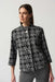 Joseph Ribkoff Style 233208 Black/White Houndstooth Jacquard Knit 3/4 Sleeve Jacket