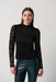 Joseph Ribkoff Style 234253 Black Lace Mock Neck Long Sleeve Fitted Top