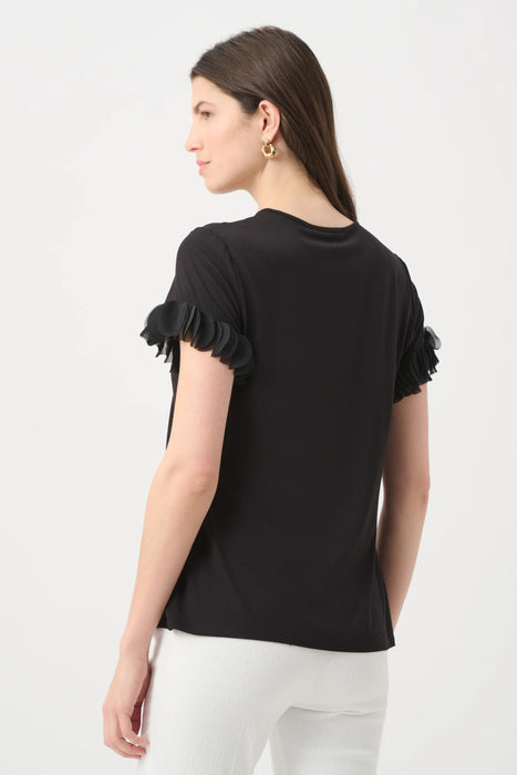 Joseph Ribkoff Laser Cut Chiffon Sleeves V-Neck Top 261201