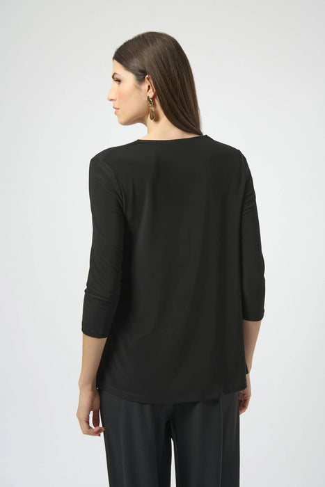 Joseph Ribkoff Layered Zip Front 3/4 Sleeve V-Neck Top 251041
