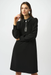 Joseph Ribkoff 253164 Black Leatherette Long Puffed Sleeves Trapeze Dress