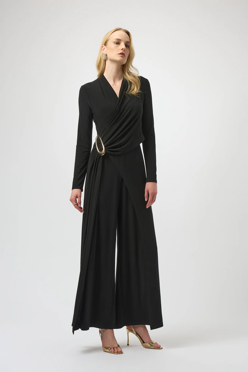 Joseph Ribkoff 254013 Black Long Sleeve Wide-Leg Jumpsuit