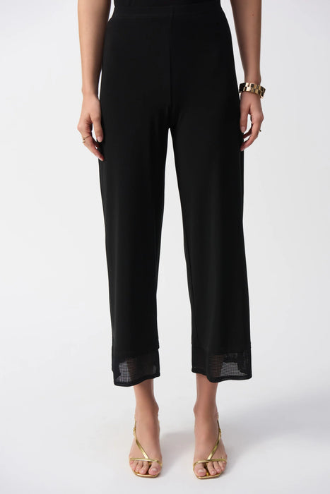 Joseph Ribkoff Style 251187 Black Mesh Insert Cropped Wide Leg Pants