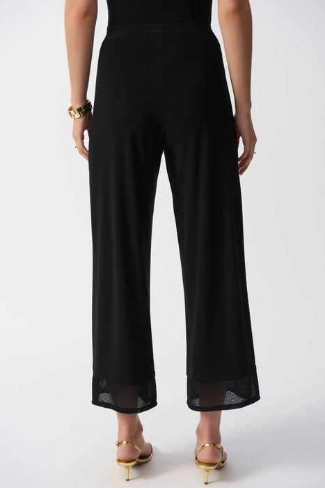 Joseph Ribkoff Black Mesh Insert Cropped Wide Leg Pants 251187