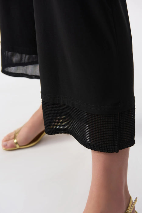 Joseph Ribkoff Black Mesh Insert Cropped Wide Leg Pants 251187