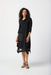 Joseph Ribkoff Style 241206 Black Mixed Fabric Mesh Insert Handkerchief Midi Dress