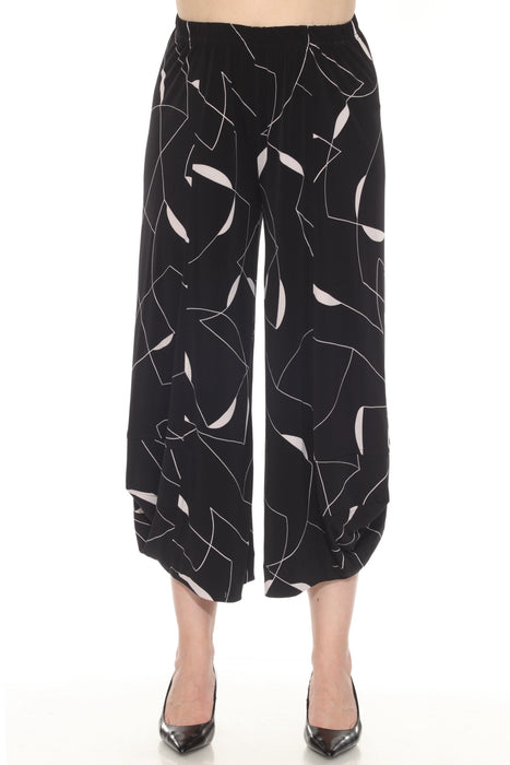 Joseph Ribkoff Style 251060 Black/Moonstone Abstract Print Crop Cocoon Pants