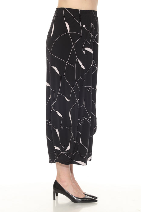 Joseph Ribkoff Black/Moonstone Abstract Print Crop Cocoon Pants 251060