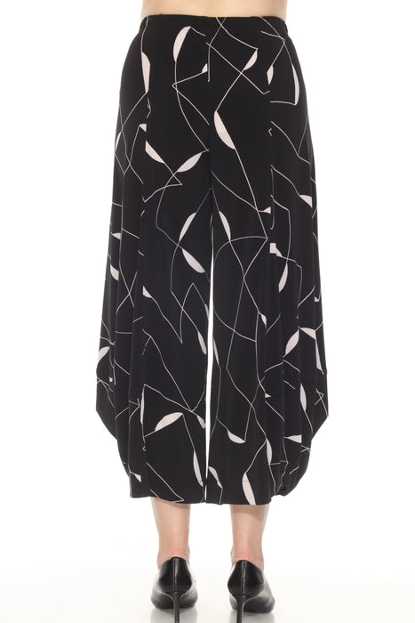 Joseph Ribkoff Black/Moonstone Abstract Print Crop Cocoon Pants 251060