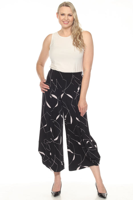 Joseph Ribkoff Black/Moonstone Abstract Print Crop Cocoon Pants 251060