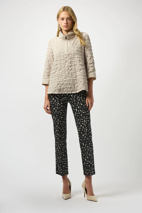 Joseph Ribkoff Black/Moonstone Abstract Print Slim Ankle Pants 253097