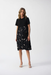 Joseph Ribkoff 251271 Black/Moonstone Geometric Print Short Sleeve Dress