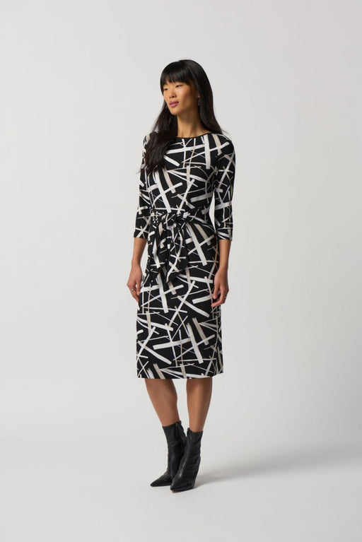 Joseph Ribkoff Style 233175 Black/Multi Abstract Print 3/4 Sleeve Sheath Dress