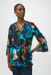 Joseph Ribkoff 254204 Black/Multi Abstract Print 3/4 Sleeves Fit And Flare Tunic Top