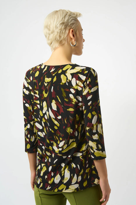 Joseph Ribkoff Black/Multi Abstract Print Asymmetric Tunic Top 253030