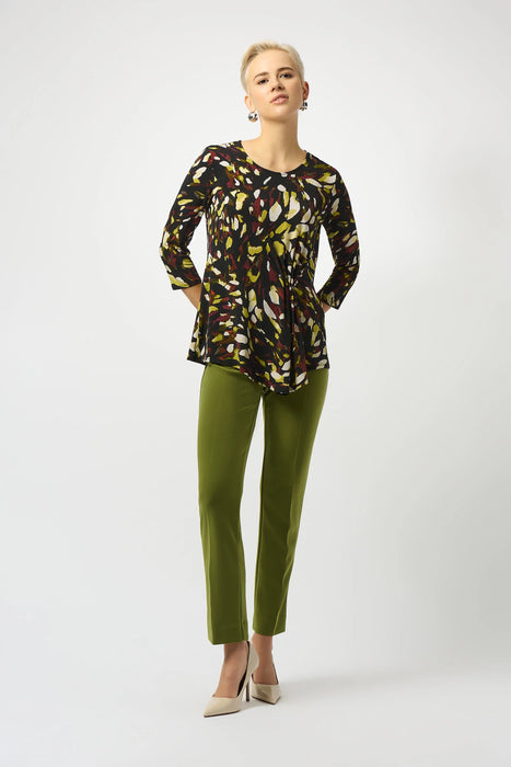 Joseph Ribkoff Black/Multi Abstract Print Asymmetric Tunic Top 253030