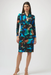 Joseph Ribkoff 254070 Black/Multi Abstract Print Faux Wrap Long Sleeves Dress