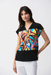 Joseph Ribkoff 251248 Black/Multi Abstract Print Front Zip Boxy Top