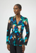 Joseph Ribkoff 254104 Black/Multi Abstract Print Long Sleeves Fitted Blazer