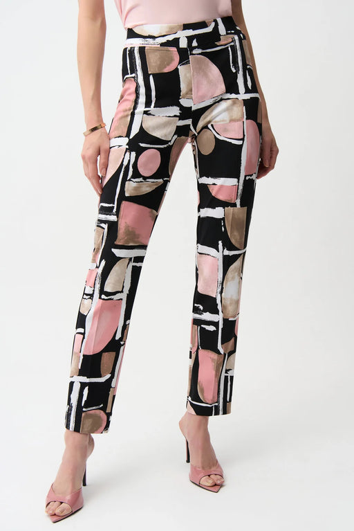 Joseph Ribkoff 261309 Black/Multi Abstract Print Pull-On Wide Leg Pants