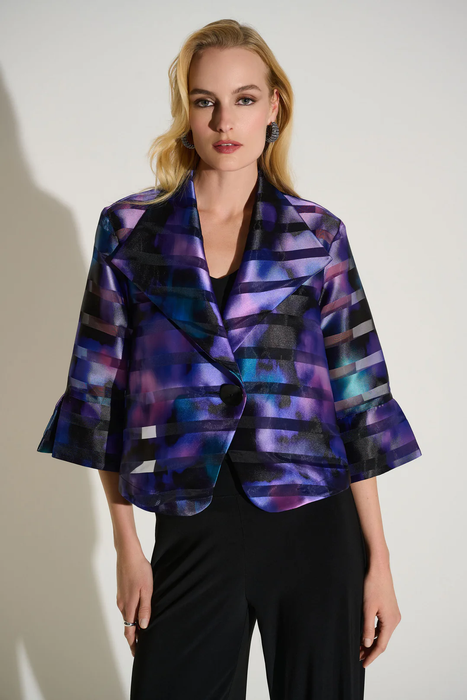 Joseph Ribkoff 253745 Black/Multi Abstract Print Swing Style Jacket