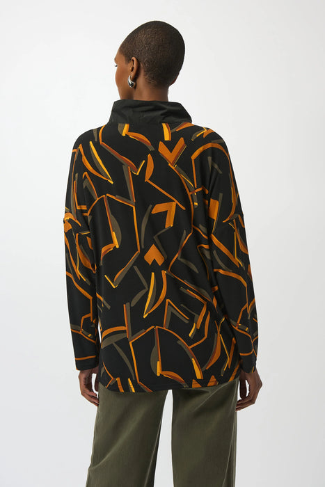 Joseph Ribkoff Black/Multi Abstract Print Top with Pocket 253231