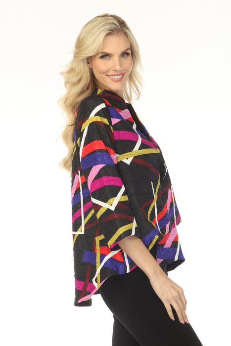 Joseph Ribkoff Black/Multi Abstract Textured Trapeze Jacket 253266