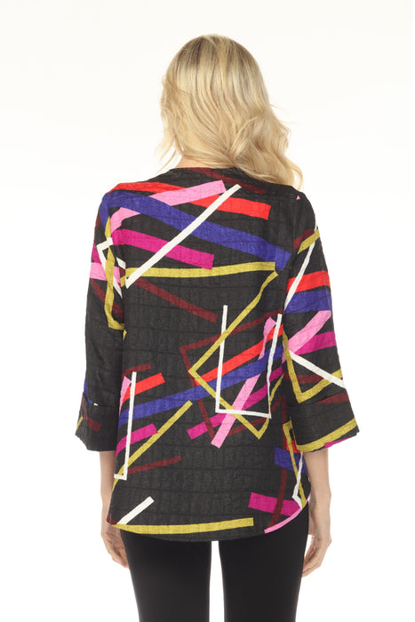 Joseph Ribkoff Black/Multi Abstract Textured Trapeze Jacket 253266