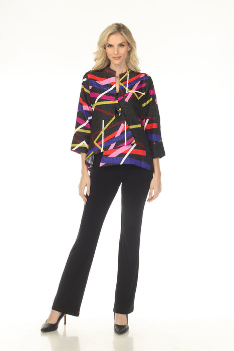 Joseph Ribkoff Black/Multi Abstract Textured Trapeze Jacket 253266
