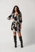 Joseph Ribkoff Style 234295 Black/Multi Brushstroke Print 3/4 Sleeve Mini Shift Dress