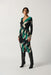 Joseph Ribkoff Style 233127 Black/Multi Brushstroke Print Faux Wrap Midi Dress