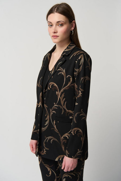 Joseph Ribkoff 234284 Black/Multi Baroque Print Long Sleeve Blazer Jacket