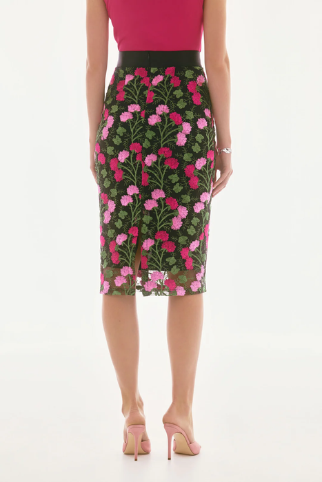 Joseph Ribkoff Black/Multi Floral Embroidered Pencil Skirt 251775