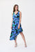 Joseph Ribkoff Style 231185 Black/Multi Floral Print Asymmetric Ruffled Hem Sleeveless Dress