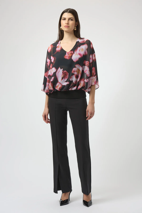 Joseph Ribkoff Black/Multi Floral Print Boxy Top 254202