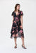 Joseph Ribkoff Style 231255 Black/Multi Floral Print Chiffon Wrap Midi Dress