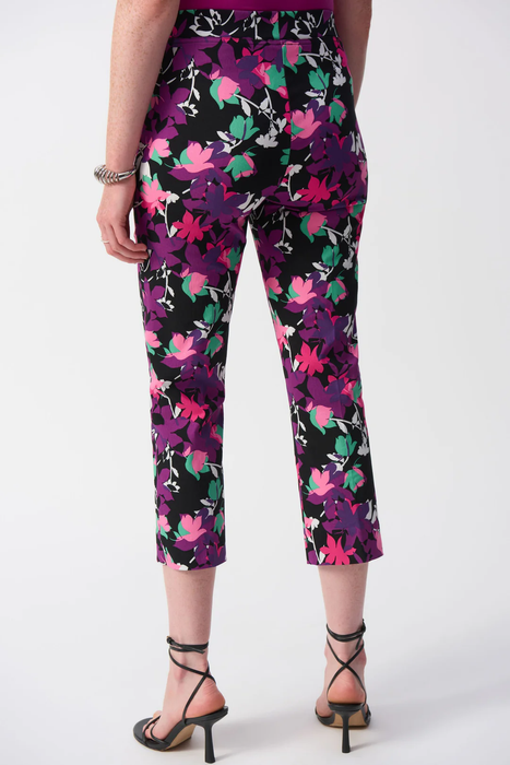 Joseph Ribkoff Black/Multi Floral Print Cropped Pants 251254