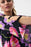 Joseph Ribkoff Black/Multi Floral Print Cutout Sleeve Asymmetric Top 231305 NEW
