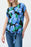 Joseph Ribkoff Black/Multi Floral Print Tie-Hem Short Sleeve Top 231242 NEW