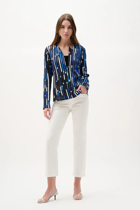 Joseph Ribkoff Black/Multi Shadow Stripe Zip Front Jacket 262953