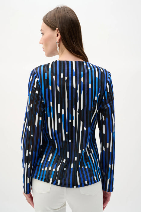 Joseph Ribkoff Black/Multi Shadow Stripe Zip Front Jacket 262953