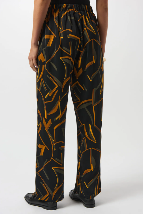 Joseph Ribkoff Black/Multi Geometric Print Wide Leg Pants 253239