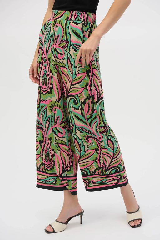 Joseph Ribkoff Style 252142 Black/Multi Paisley High Waist Wide Leg Pants