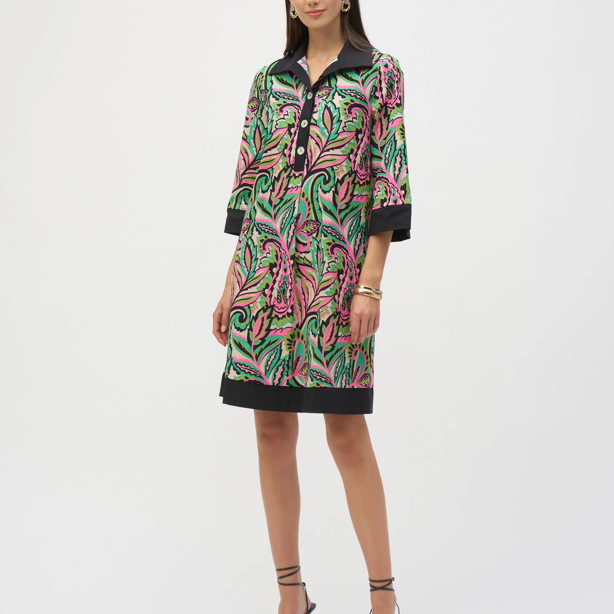 Joseph Ribkoff Black/Multi Paisley Print Shift Dress 252078