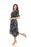 Joseph Ribkoff Black/Multi Palm Leaf Print Belted Faux Wrap Midi Dress 231187 NEW