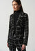 Joseph Ribkoff Style 233218 Black/Multi Plaid Faux Leather Trim Long Sleeve Jacket