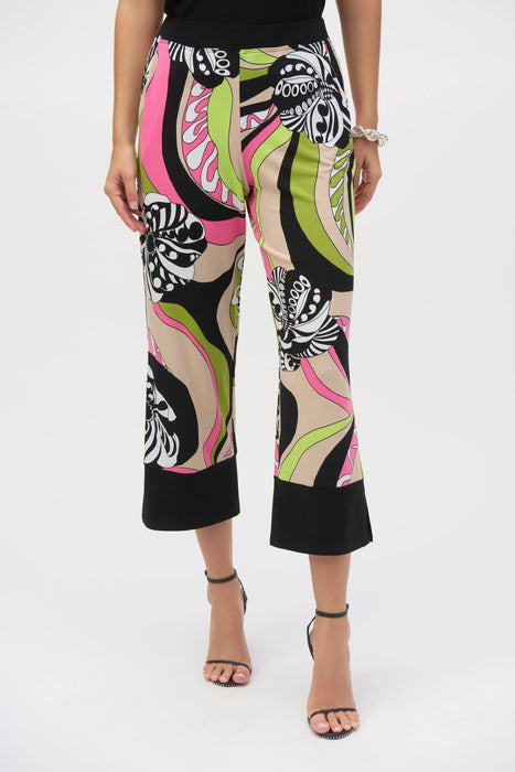 Joseph Ribkoff Style 252107 Black/Multi Retro Pull On Cropped Pants