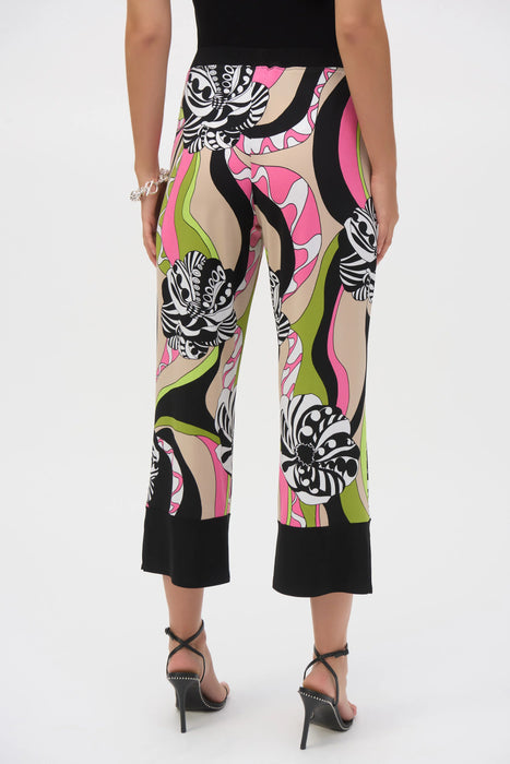 Joseph Ribkoff Black/Multi Retro Pull On Cropped Pants 252107