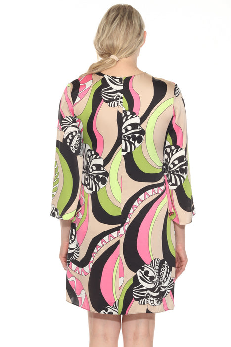 Joseph Ribkoff Black/Multi Retro Satin Mini Shift Dress 252183