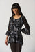 Joseph Ribkoff Style 233052 Black/Multi Abstract Face Print Chiffon 3/4 Sleeve Top